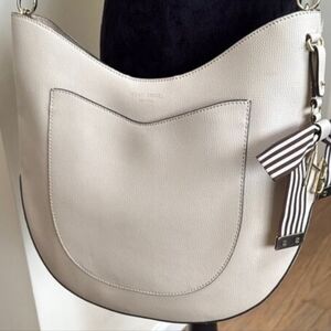 NWOT Henri Bendel West 57th Cream Saffiano Leather Hobo Crossbody